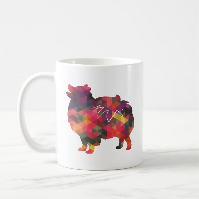 Caneca De Café Múltipla Silhueta Geográfica de Cachorro da Pomerâ (Esquerda)