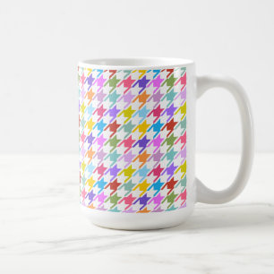 Caneca De Café Múltiplas cores Houndstooth+Padrão Branco