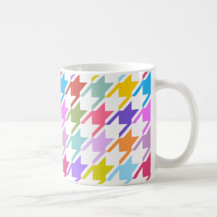 Caneca De Café Múltiplas cores Houndstooth+Padrão Branco Grande