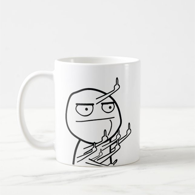 Caneca De Café Multiple Middle Fingers Rage Face Meme Mug (Esquerda)