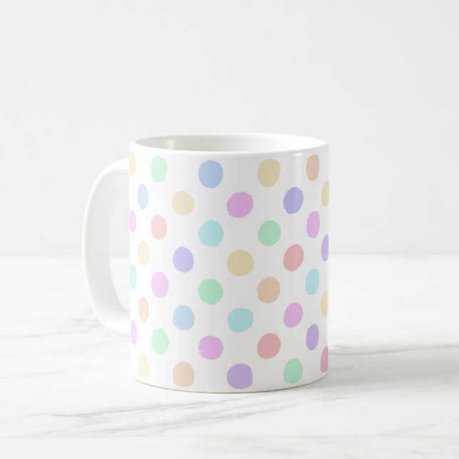 Caneca De Café Múltiplos pontos de cor em branco (Frente Esquerda)