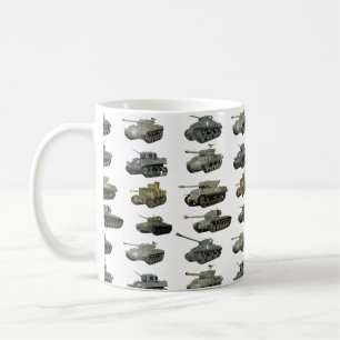 Caneca De Café Múltiplos tanques WW2 americanos e veículos blin