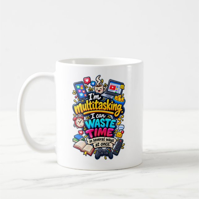 Caneca De Café Multitarefa Divertida Perdendo Tempo Procrastinaçã (Esquerda)