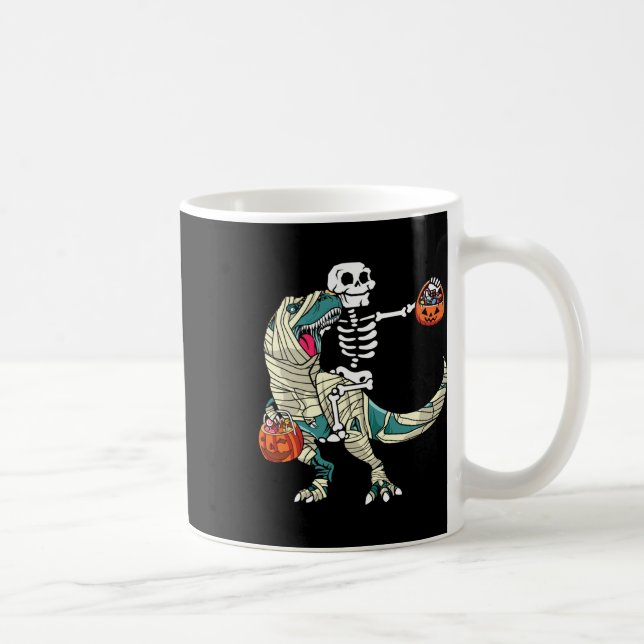Caneca De Café Múmia de Esqueleto Montando Dinossauro T Rex Diver (Direita)