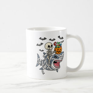 Caneca De Café Múmia de Tubarão Montando Esqueleto Halloween Meni