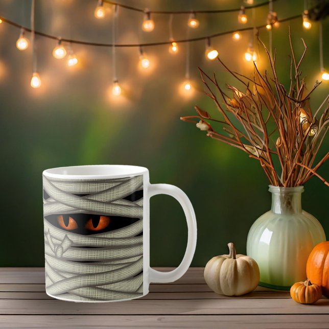 Caneca De Café Mummy Eyes Halloween Orange ID685 (Criador carregado)