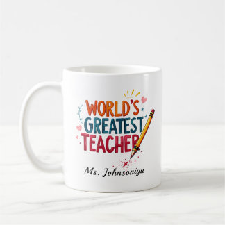 Caneca De Café Mundo do Tipografia Colorida Professor Mais Incrív