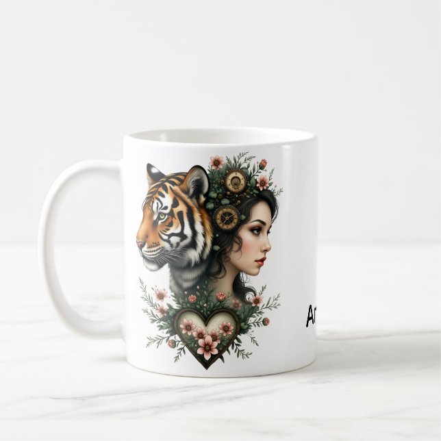 Caneca De Café Mundo floral magnético steampunk (Esquerda)