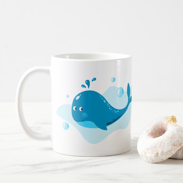 Caneca De Café Mundo subaquático. Vida no oceano. Baleia Azul de  (Com Donut)
