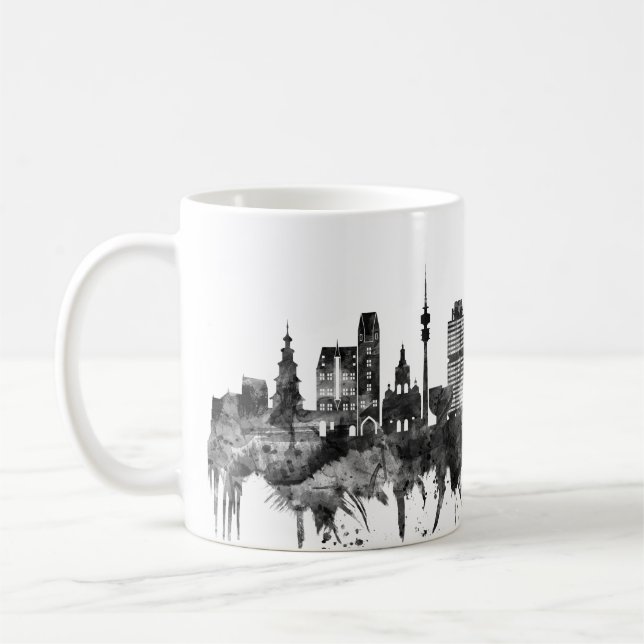 Caneca De Café Munique Alemanha Skyline BW (Esquerda)