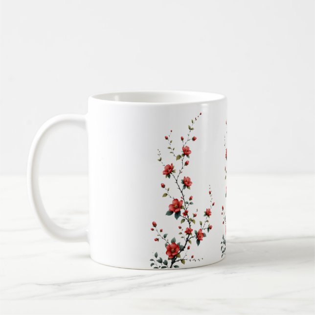 Caneca De Café Murmurios de Flores de Primavera em Pétalas Silenc (Esquerda)