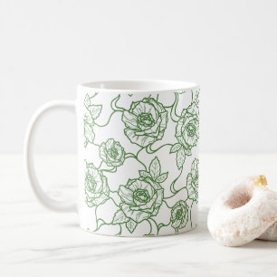 Caneca De Café Murmurios de Rosa, Arte de Linha Elegante Padrão F