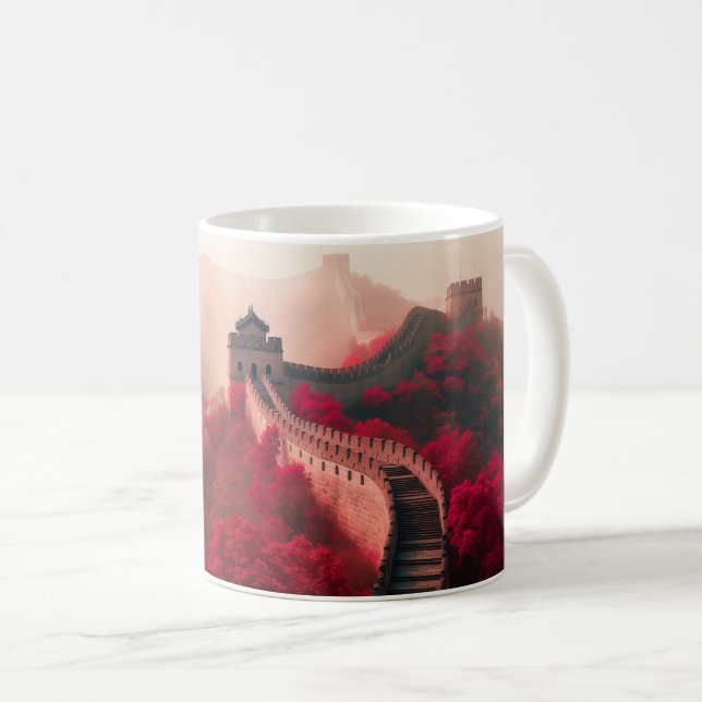 Caneca De Café Muro de excelente da China no outono - Vermelho Cê (Frente Esquerda)