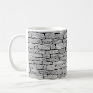 Caneca De Café Muro de pedra cinza, fundo abstrato.