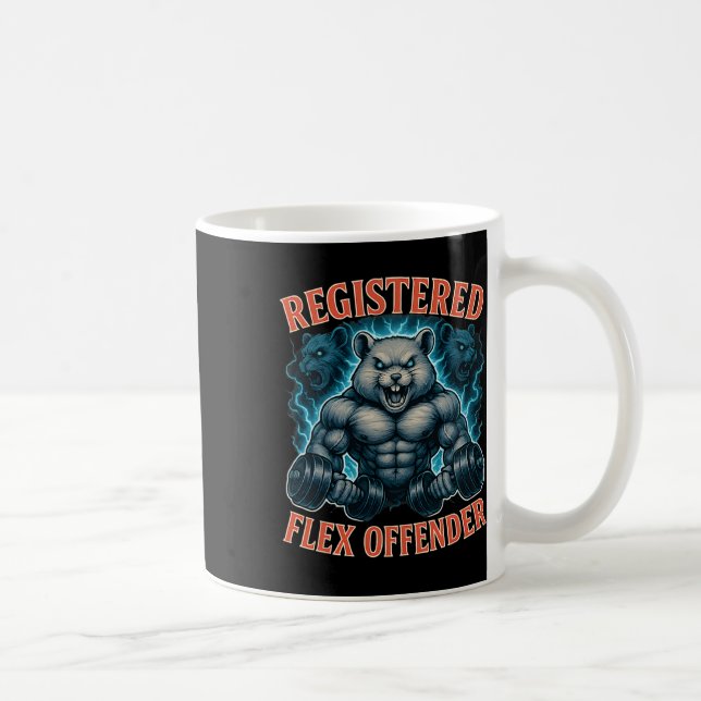 Caneca De Café Muscle Hamster Registrado Flex Offender Funny Gym (Direita)