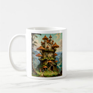 Caneca De Café Mushroom Castle Fantasy Art Whimsic Desi