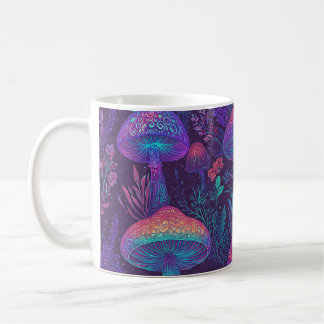 Caneca De Café Mushroom Neon Forest Dreamscape