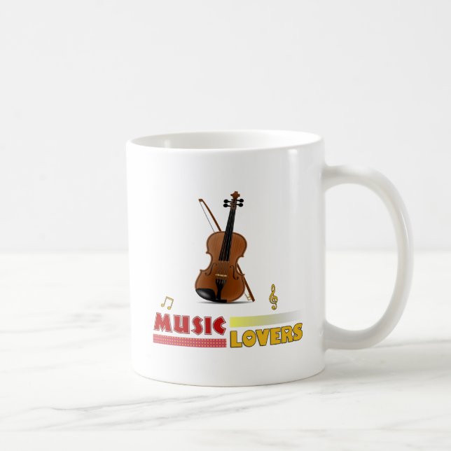 Caneca De Café Music Lovers Violin Word Art Design (Direita)