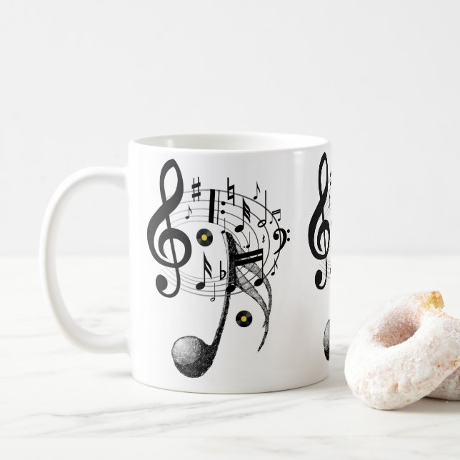 Caneca De Café Music Notes Mug (Com Donut)