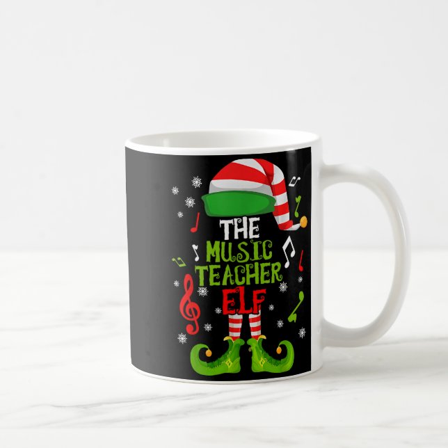 Caneca De Café Music Teacher Elf Christmas Family Matching Xmas G (Direita)