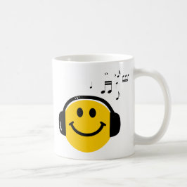 Caneca De Café Música Adorando um rosto feliz com Fones de ouvido