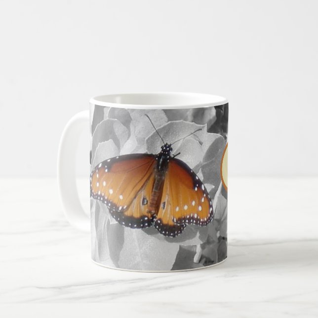 Caneca De Café Música Cura Laranja Monarca Borboleta Musical (Frente Esquerda)