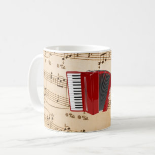 Caneca De Café Música de acordeão, design popular,