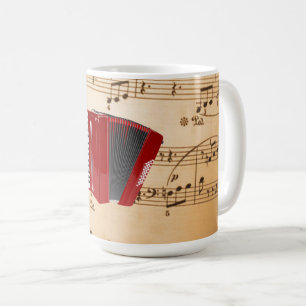 Caneca De Café Música de acordeão, design popular,
