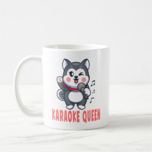 Caneca De Café Música de Karaoke Divertida Amante de Cães Husky S