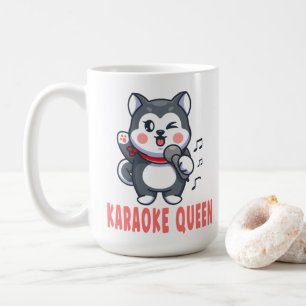 Caneca De Café Música de Karaoke Divertida Cão Amante Siberiano H
