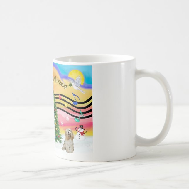 Caneca De Café Música de Natal 2 - Cocker (Buff) (Direita)