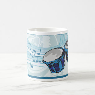 Caneca De Café Música de tambor Blue Bongo
