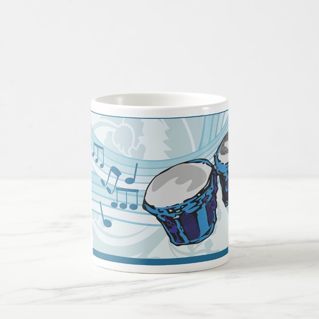 Caneca De Café Música de tambor Blue Bongo (Criador carregado)
