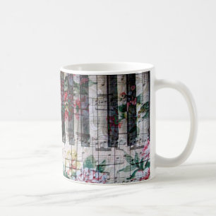 Caneca De Café música de teclado pianista floral vintage