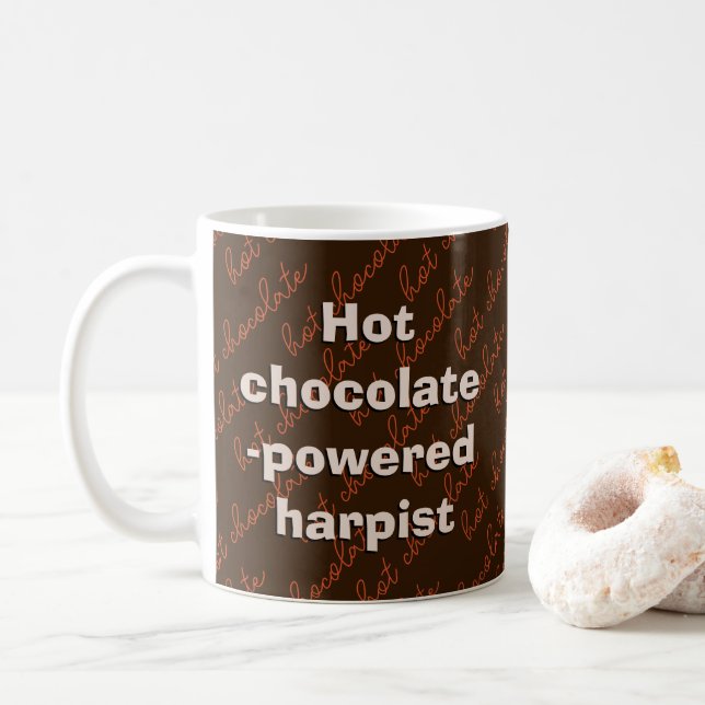 Caneca De Café Música do Harpist Harp Player, Powered Chocolate (Com Donut)