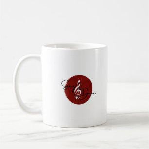Caneca De Café Música & Drum_White/Red Mug