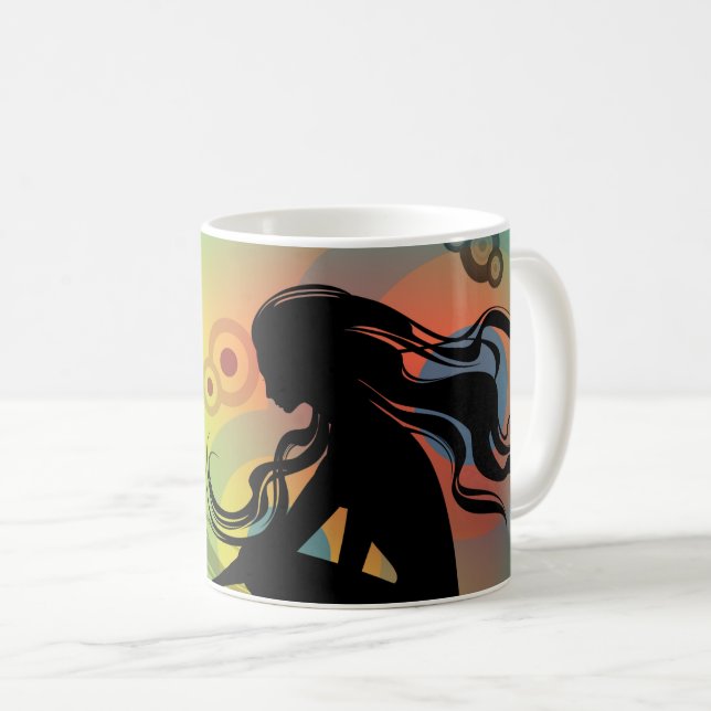 Caneca De Café Música e ritmo Silhouette feminino (Frente Esquerda)