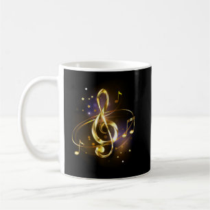 Caneca De Café Música em clave de sol dourada