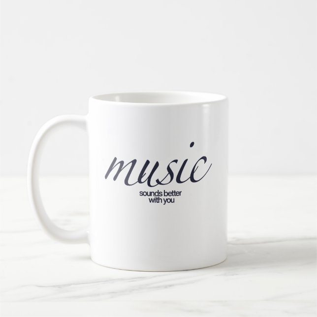 Caneca De Café "Música Soa Melhor Com Você" Cotação Mug (Esquerda)