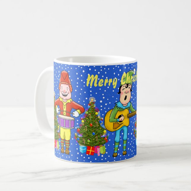 Caneca De Café Musical Elves Christmas Mug (Frente Esquerda)