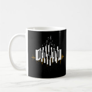 Caneca De Café Musical Notes Keyboard Piano Player Pianista Músic