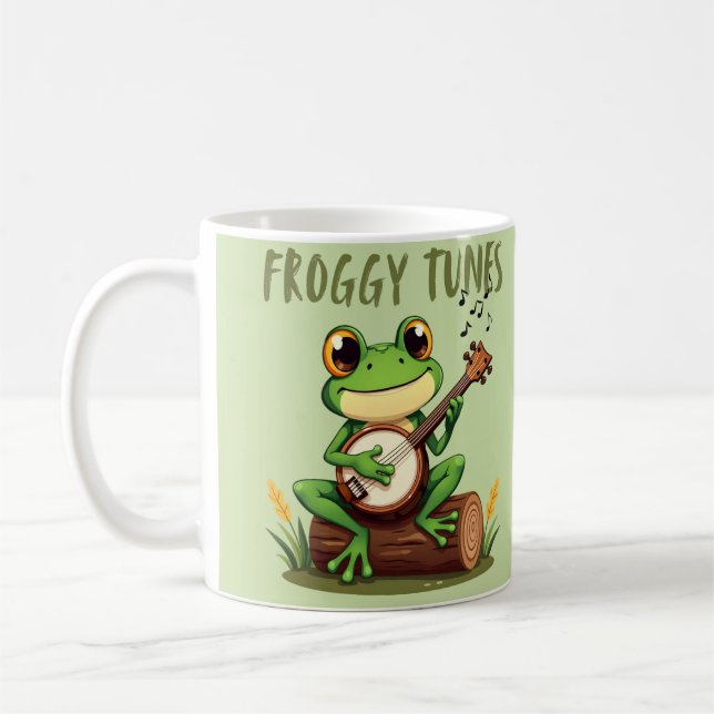 Caneca De Café Músicas do Sapo: Sapo de Desenho Adorável Tocando  (Esquerda)
