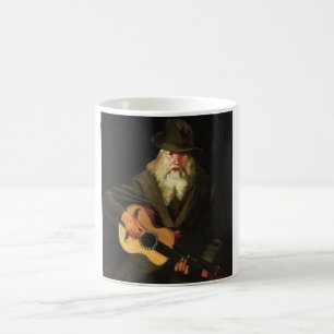 Caneca De Café Músico de Hobo (Homem Velho Guitarista) (Vintage)