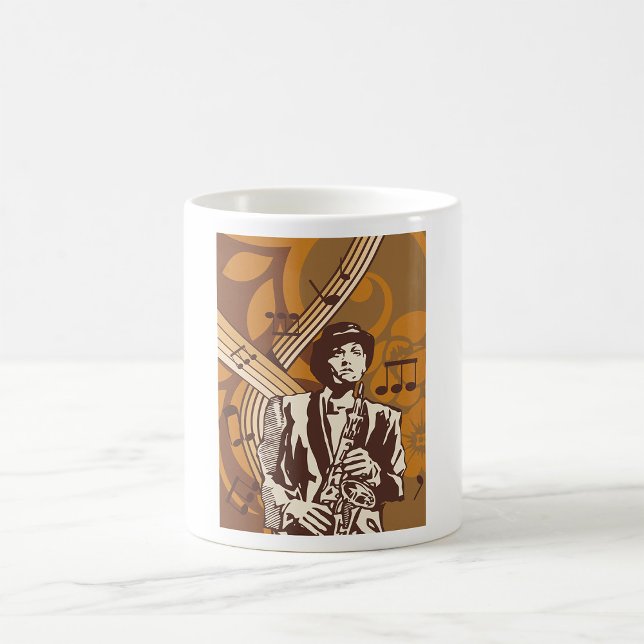 Caneca De Café Músico de Jazz com Saxofone (Criador carregado)