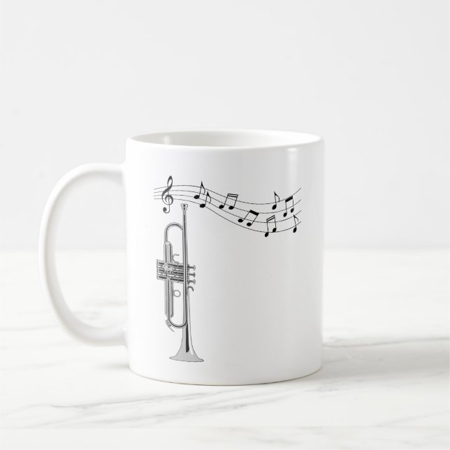 Caneca De Café Músico de trompete com notas musicais (Esquerda)