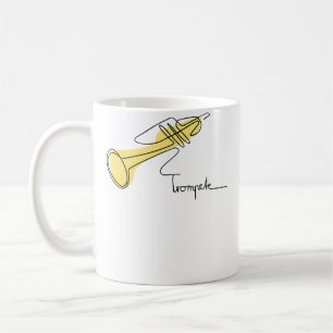 Caneca De Café Músico de Uma Linha Sopro Orquestra Trompete