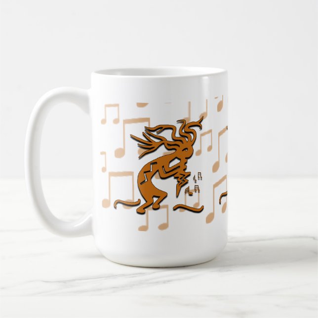 Caneca De Café Músico Kokopelli Direto Com Notas Musicais (Esquerda)