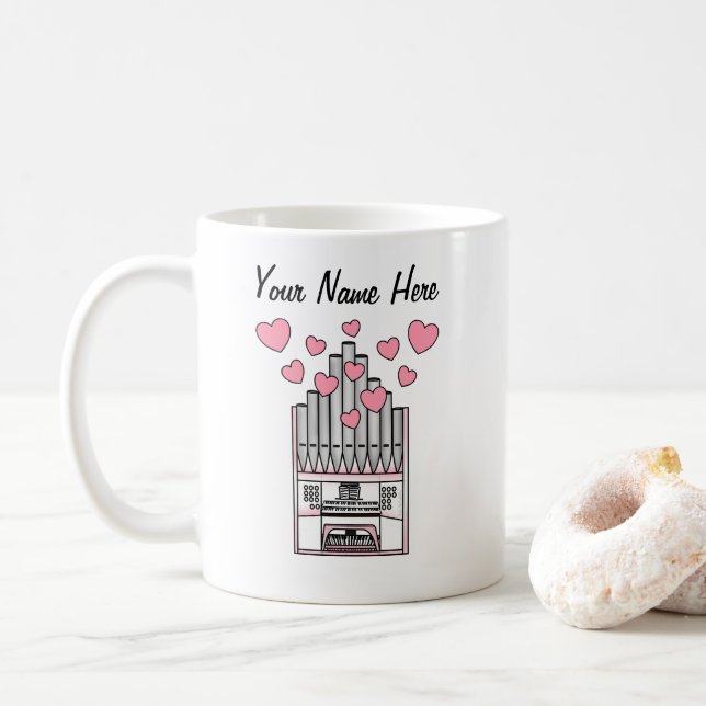 Caneca De Café Músico Organista de Casamento Personalizado de Mug (Com Donut)