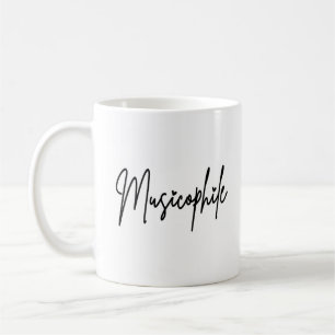 Caneca De Café Musicófilo Tipografia com Corações de Amor Escrita