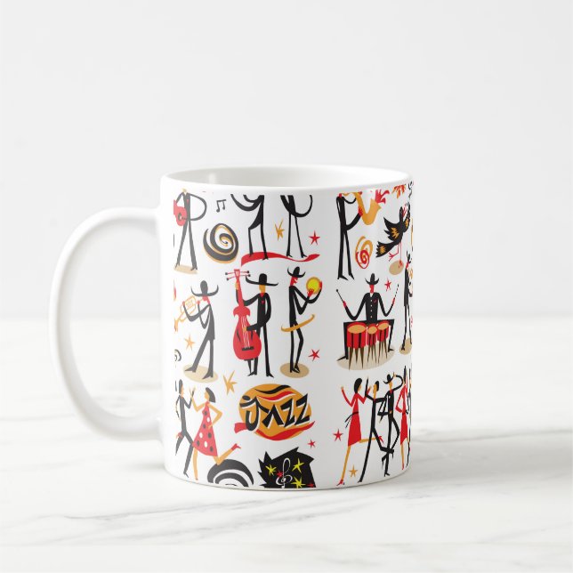 Caneca De Café músicos de jazz - conjunto de ícones. Isolado em b (Esquerda)